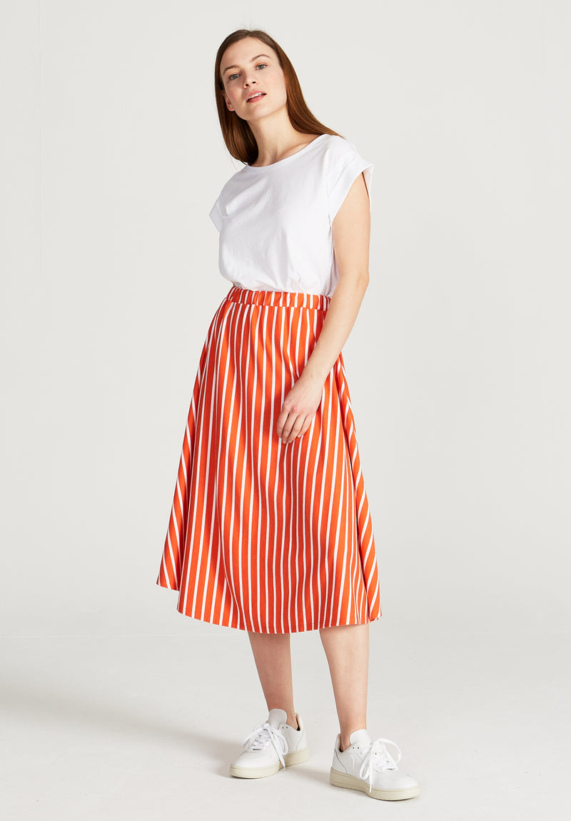 Givn Berlin Midirock VANA aus Bio-Baumwolle Skirt Orange / White (Stripes)