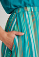 Givn Berlin Midirock VANA aus LENZING™ ECOVERO™ Skirt Green / Orange (Stripes)