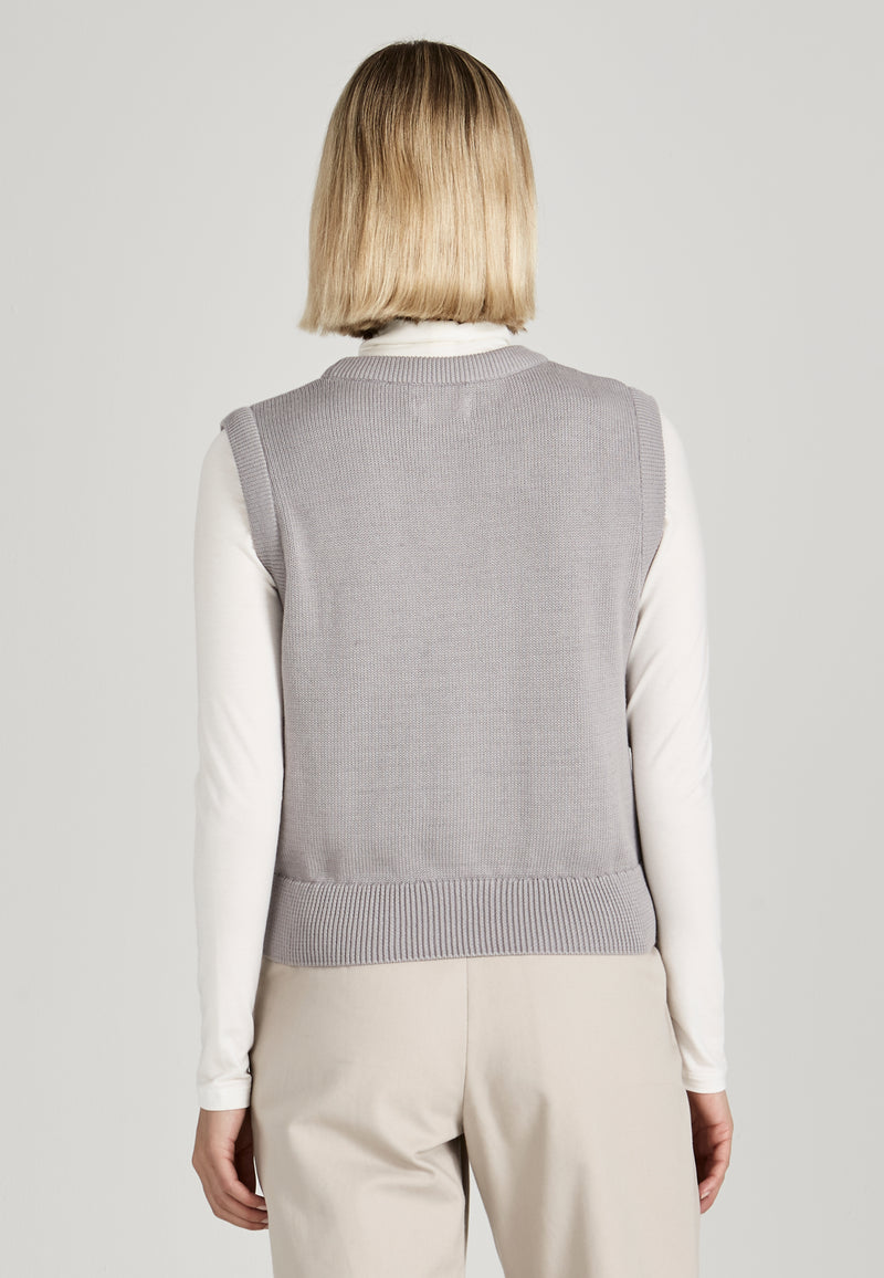 Givn Berlin Pullunder AMBER aus Bio-Baumwolle Sweater Light Grey