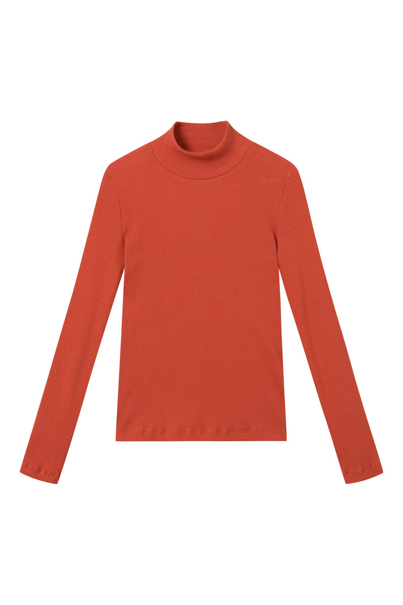Rollkragen-Longsleeve GINA aus Bio-Baumwolle Rusty Orange