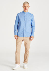 Givn Berlin Stehkragen-Hemd WES aus Bio-Baumwolle Buttoned Shirt Light Blue (Dots)