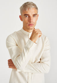 Givn Berlin Stehkragen-Hemd WES aus Leinen Buttoned Shirt Off White (Linen)