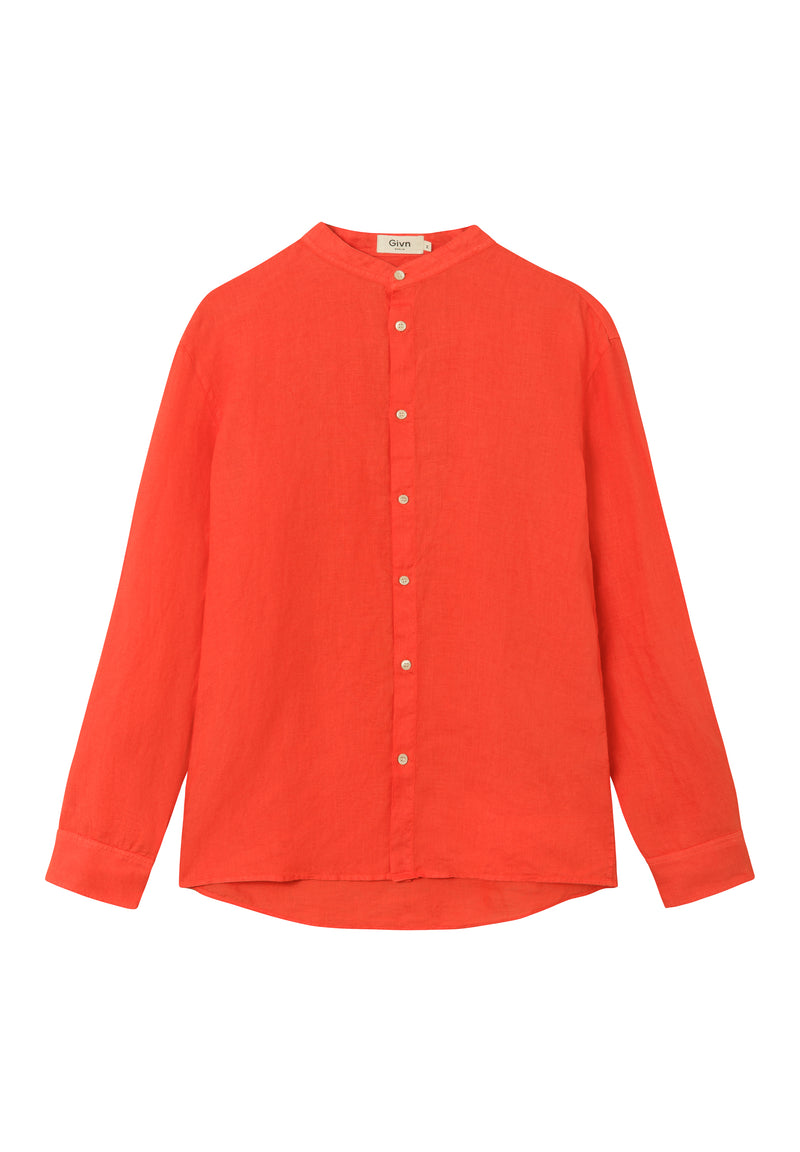 Givn Berlin Stehkragen-Hemd WES aus Leinen Buttoned Shirt Sunset Orange (Linen)