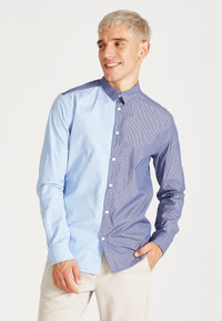 Givn Berlin Streifen-Hemd KENT aus Bio-Baumwolle Buttoned Shirt Double Blue (Stripes)