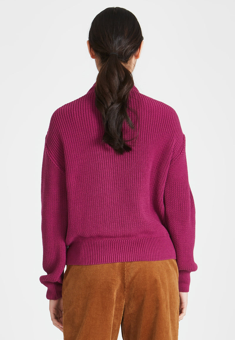 Organic Cotton Knit Sweater ARIA - Dark Pink | Damen | Givn
