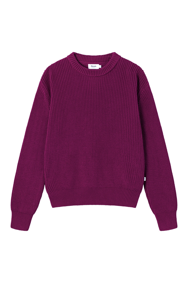 Organic Cotton Knit Sweater ARIA - Dark Pink | Damen | Givn