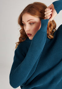 Givn Berlin Strickpullover ARIA aus Bio-Baumwolle Sweater Teal Blue