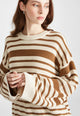 Givn Berlin Strickpullover BECKY aus Bio-Baumwolle Sweater Undyed / Caramel Brown (Stripes)