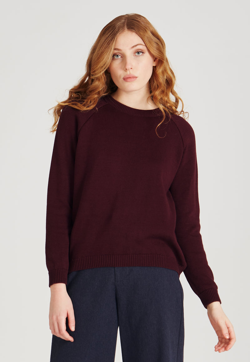 Organic Cotton Knit Sweater ERICA - Bordeaux