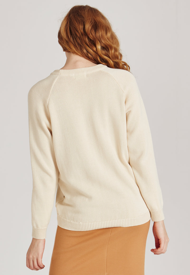 White cotton knit sweater on sale