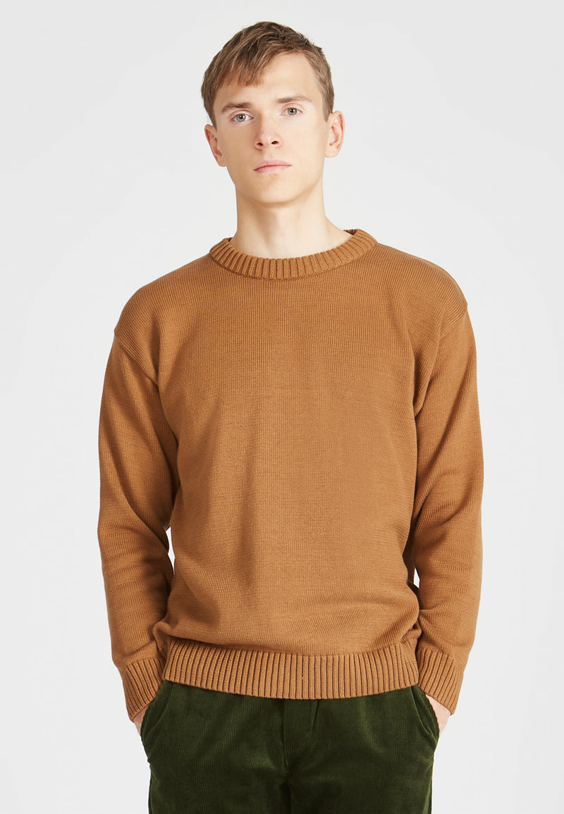 Givn Berlin Strickpullover FELIX aus Bio-Baumwolle Sweater Caramel Brown