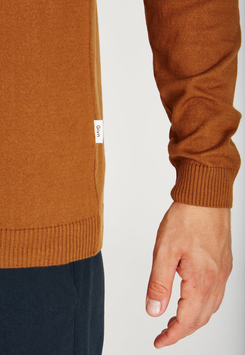 Givn Berlin Strickpullover LEANDER aus Bio-Baumwolle Sweater Rubber Brown