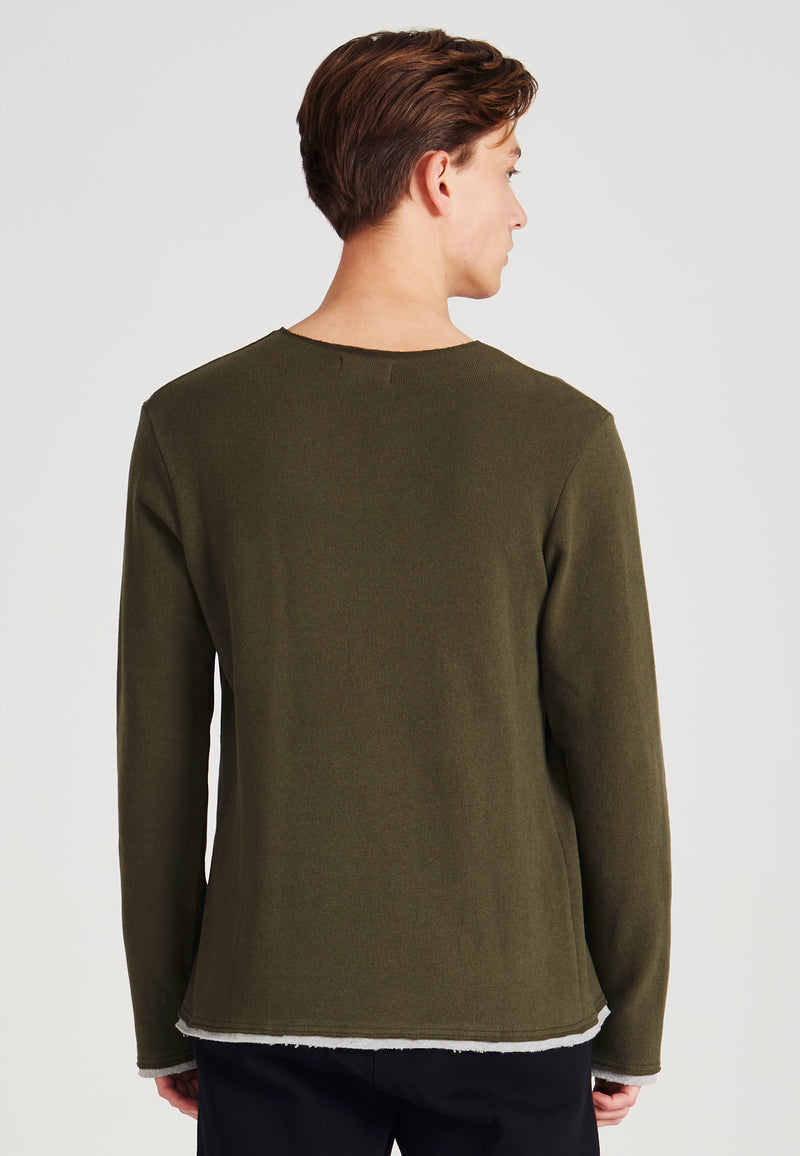 Sweater EMIL aus recycelter Baumwolle - Dark Olive