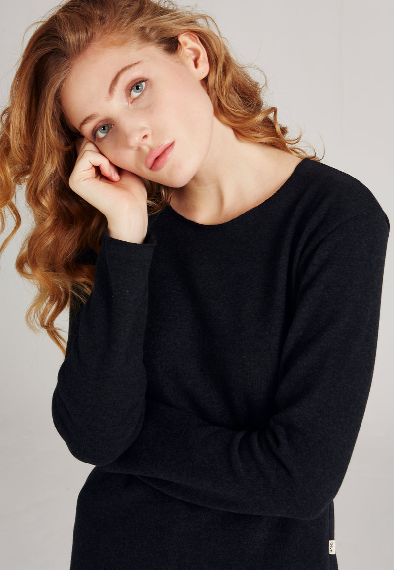 Givn Berlin Sweater LUCIA aus recycelter Baumwolle Sweater Dark Grey