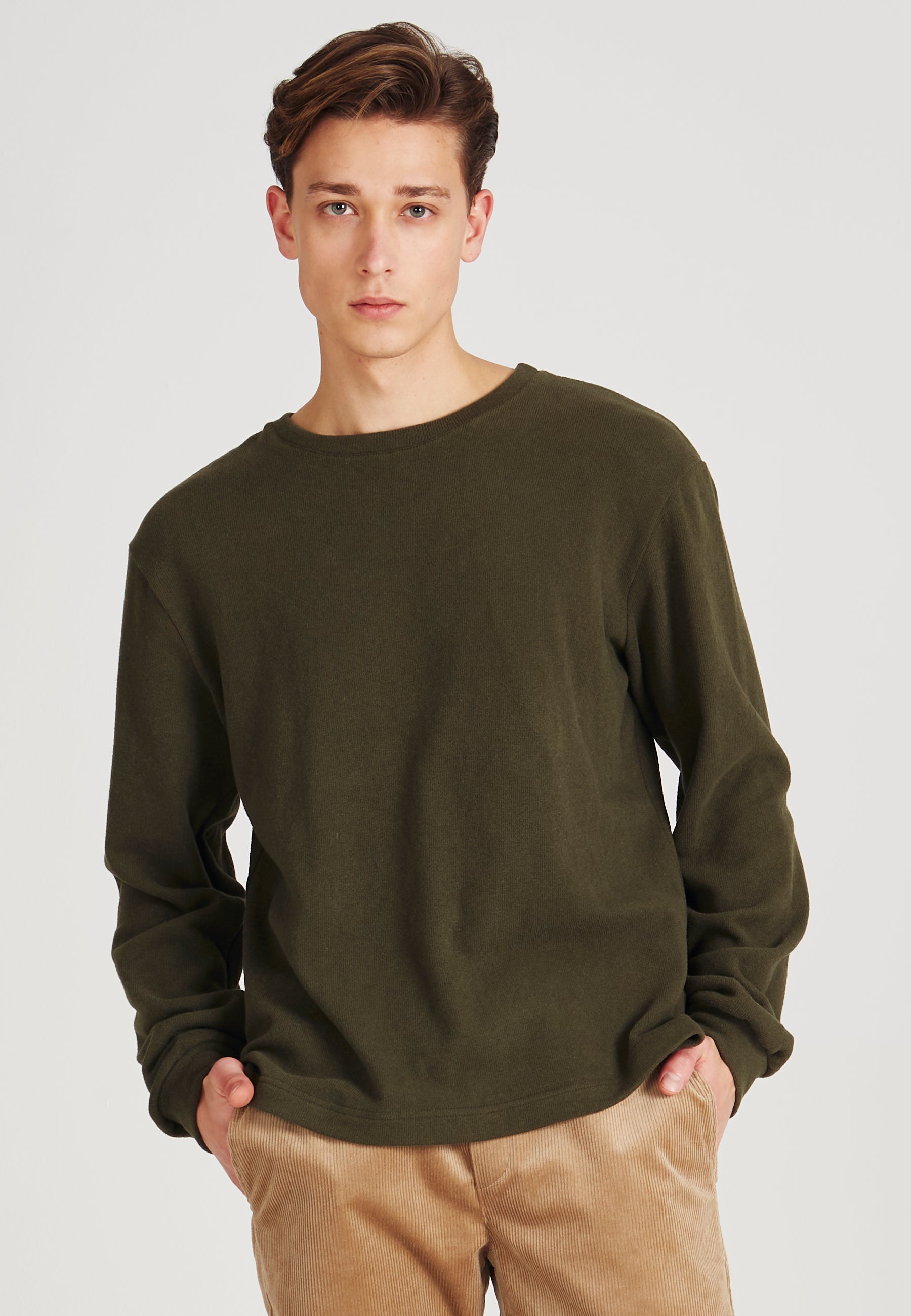 TABOR recycled cotton sweater Dark Olive Herren Givn