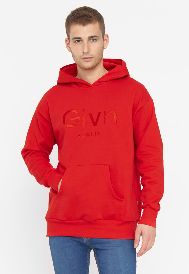 Givn Berlin Unisex-Hoodie COLIN aus Bio-Baumwolle Sweater Lava Red