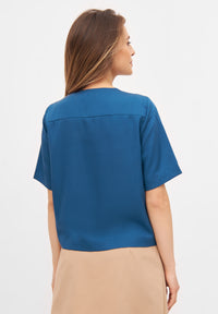 Givn Berlin Wickelbluse MISHA aus TENCEL™ REFIBRA™ Lyocell Blouse Ocean Blue (Refibra)