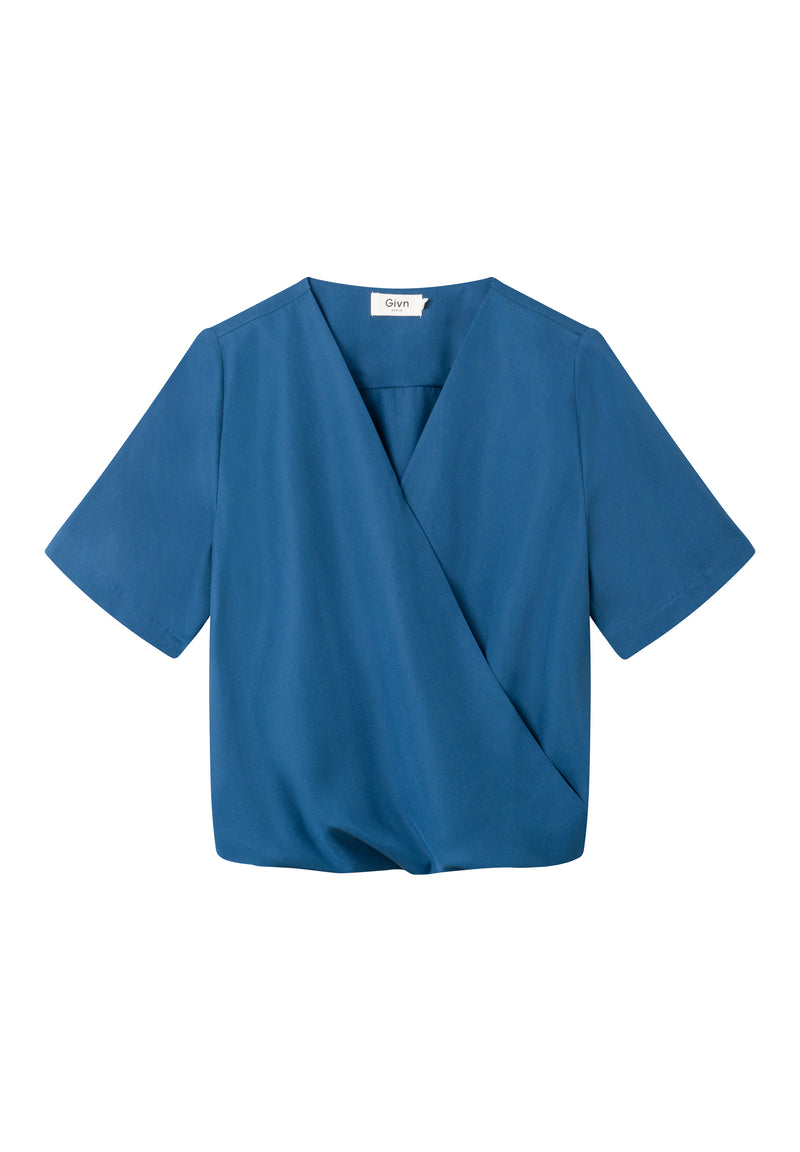 Givn Berlin Wickelbluse MISHA aus TENCEL™ REFIBRA™ Lyocell Blouse Ocean Blue (Refibra)