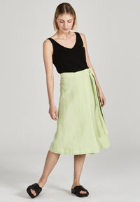 Givn Berlin Wickelrock MADITA aus Leinen Skirt Matcha Green (Linen)